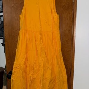 J. Crew Yellow Long Dress With Side Zipper And Pockets
